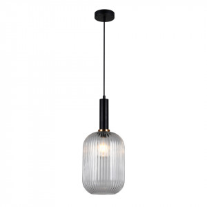 Pendul modern negru cu glob transparent Italux Antiola d20