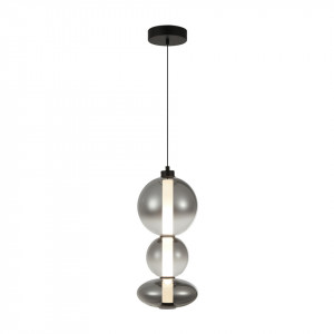 Pendul modern negru din metal cu globuri din sticla Italux Sonte