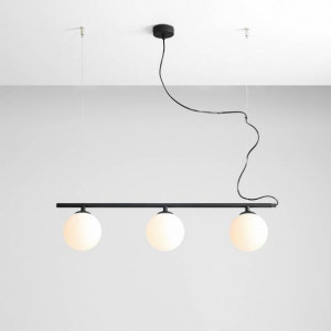Lustra moderna neagra cu 3 globuri de sticla Aldex Beryl Glass