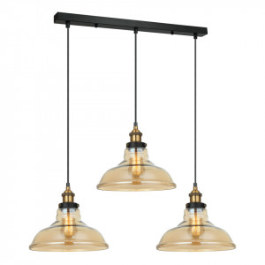 Lustra moderna neagra liniara cu pendule din sticla bej Italux Hubert