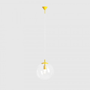 Pendul modern galben cu glob de sticla transparenta Aldex Globe