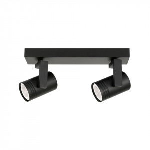 Spot aplicat modern negru rotund cu 2 brate Italux Spiel