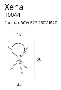 Veioza Xena Maxlight Auriu -T0044  Culoare: Auriu  Dimensiuni: Diametru 35cm, Inaltime 60cm, Cablu 150cm  Material: Metal, Sticla  Becuri: 1 x  max 60W E27 230V-nu este inclus