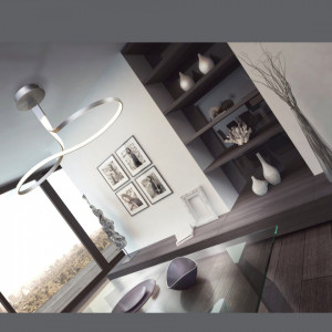 Lustra argintie, Lustra moderna argintie, Lustra argintie din metal, Lustra forma infinit, Lustra moderna argintie, Lustra living, Lustra living argintie, Lustra moderna, Lustra dormitor, Lustra dormitor argintie, Lustra metal, Lustra cu led