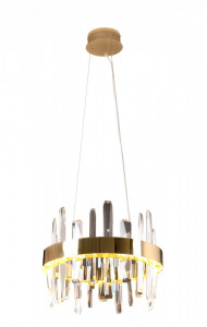 Lustra Prince Maxlight Auriu -P0420  Culoare: Auriu  Dimensiuni: Diametru 40cm, Inaltime 150cm (max)  Material structura: Metal si Sticla  Becuri: 1 x 21W LED 230V, 1260LM