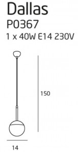 Pendul Dallas Maxlight Negru -P0367  Culoare: Negru  Dimensiuni: Diametru 14cm, Inaltime 150cm (max)  Material structura: Metal  Materail abajur: Sticla  Becuri: 1 x 40W E14 230V - nu este inclus