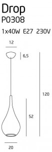 Pendul Drop Maxlight Auriu -P0308  Culoare: Auriu  Dimensiuni: Diametru 20cm, Inaltime 52cm - 120cm (max)   Material structura: Metal  Materail abajur: Sticla  Becuri: 1 x 40W E27 230V - nu este inclus
