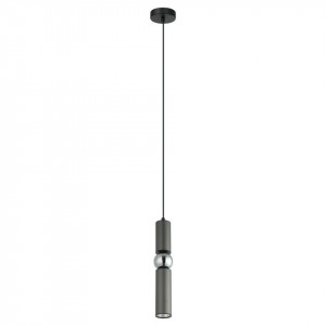 Pendul modern gri cu detalii chrome Italux Isidore