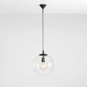 Pendul modern negru cu glob de sticla transparenta Aldex Globe