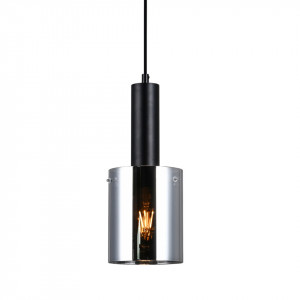 Pendul modern negru din metal cu sticla fumurie Italux Sarda