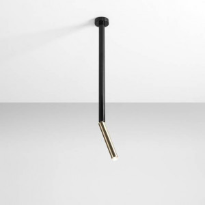 Plafoniera moderna neagra liniara cu detalii aurii din metal Aldex Stick S