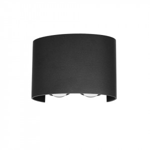 Aplica perete exterior moderna neagra cu 2 leduri Italux Ortelo