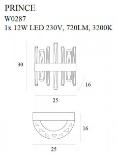 Aplica perete Prince Maxlight Auriu -W0287  Culoare: Auriu  Dimensiuni: Lungim 25cm, Latime 16cm, Inaltime 30cm  Material structura: Metal si Sticla  Becuri: 1 x 12W LED 230V, 720 LM
