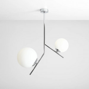 Lustra moderna chrome cu 2 globuri din sticla Aldex Gallia