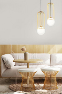 Pendul modern auriu cu glob sticla Maytoni Telford S