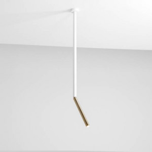 Plafoniera moderna alba liniara cu detalii aurii din metal Aldex Stick L