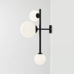 Aplica perete moderna neagra cu 3 globuri de sticla Aldex Dione