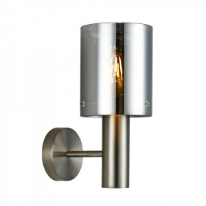 Aplica perete moderna nickel din metal cu sticla fumurie Italux Sarda
