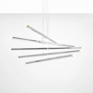 Lustra moderna chrome minimalista din metal cu 10 becuri Aldex Tubo