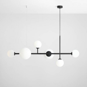 Lustra moderna neagra liniara cu 6 globuri din sticla Aldex Dione