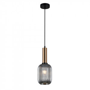 Pendul modern auriu cu glob fumuriu Italux Antiola d15