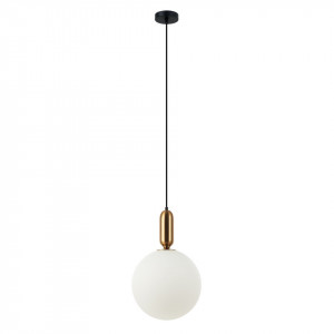 Pendul modern negru cu detalii aurii si glob de sticla Italux Aldev d30