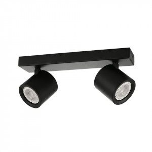 Spot aplicat modern negru rotund cu 2 brate Italux Carlota