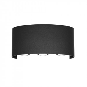 Aplica perete exterior moderna neagra cu 3 leduri Italux Ortelo