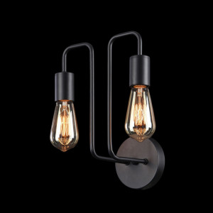 Aplica perete Maytoni Gilbert Negru - 02B  Culoare: Negru  Dimensiuni: Lungime 25cm, Latime 17cm, Inaltime 30.5cm  Material: Metal  Becuri: 2 X E27 (60W)  Greutate: 0.6kg
