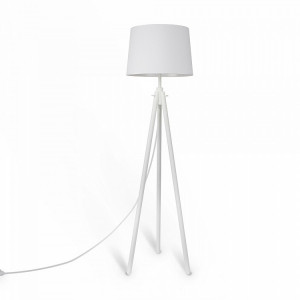 Lampadar modern alb din lemn cu abajur Maytoni Calvin