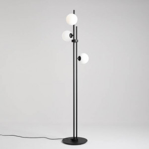 Lampadar modern negru liniar din metal cu globuri Aldex Harmony