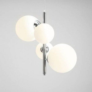 Lustra moderna chrome cu 4 globuri din sticla Aldex Bloom 