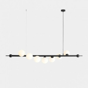 Lustra moderna neagra liniara cu 7 globuri din sticla Aldex Wave