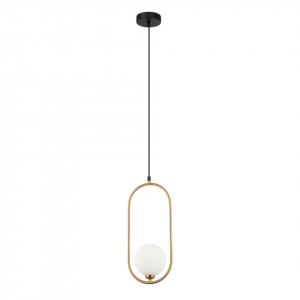 Pendul modern alama cu glob de sticla alb Italux Lupus
