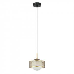 Pendul modern auriu din metal cu glob de sticla Italux Lomica d20