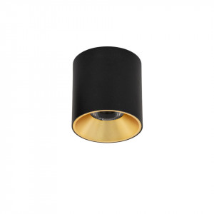 Spot aplicat modern negru rotund cu interior auriu Italux Altisma 3000k 9.5d
