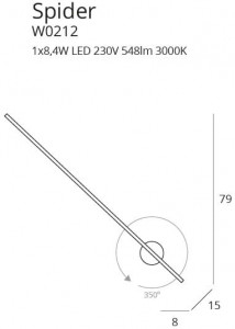 Aplica perete Spider Maxlight Alb -W0212  Culoare: Alb  Dimensiuni: Diametru 8cm, Inaltime 79cm  Material structura: Metal si Acrilic  Becuri: 1 x 8,4W LED 230V 548LM