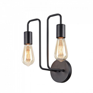 Aplica perete Maytoni Gilbert Negru - 02B  Culoare: Negru  Dimensiuni: Lungime 25cm, Latime 17cm, Inaltime 30.5cm  Material: Metal  Becuri: 2 X E27 (60W)  Greutate: 0.6kg