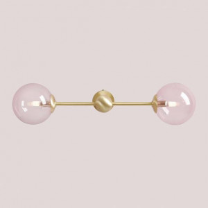 Aplica perete moderna alama cu 2 globuri de sticla roz Aldex Pink Pearl S