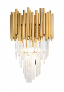 Aplica perete Vogue Maxlight Auriu -W0227  Culoare: Auriu  Dimensiuni: Lungime 33cm, Latime 20cm, Inaltime 54cm  Material structura: Metal  Material abajur: Sticla  Becuri: 4 x 40W G9 230V - nu sunt incluse