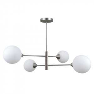 Lustra moderna nickel cu 4 globuri de sticla Italux Evora