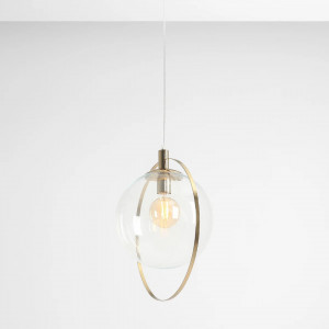 Pendul modern auriu cu glob de sticla transparent Aldex Aura