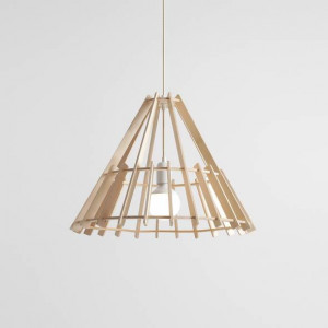 Pendul modern bej din lemn stil rustic Aldex Ferb