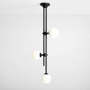 Plafoniera moderna neagra din metal cu 3 globuri de sticla Aldex Harmony