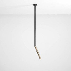 Plafoniera moderna neagra liniara cu detalii aurii din metal Aldex Stick L