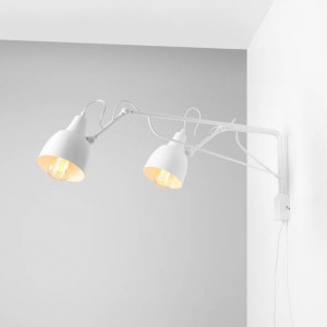 Aplica perete moderna alba cu 2 brate din metal tip lampa Aldex Soho