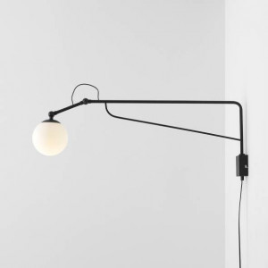 Aplica perete moderna neagra cu glob tip lampa Aldex Soho Glass L