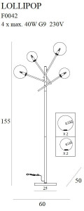 Lampadar auriu Lollipop Maxlight -F0042