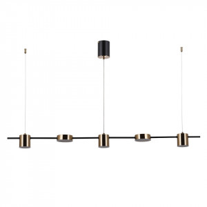 Lustra LED liniara neagra cu detalii aurii Italux Remdal