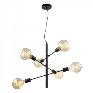 Lustra moderna neagra din metal cu 6 becuri Italux Madalyn
